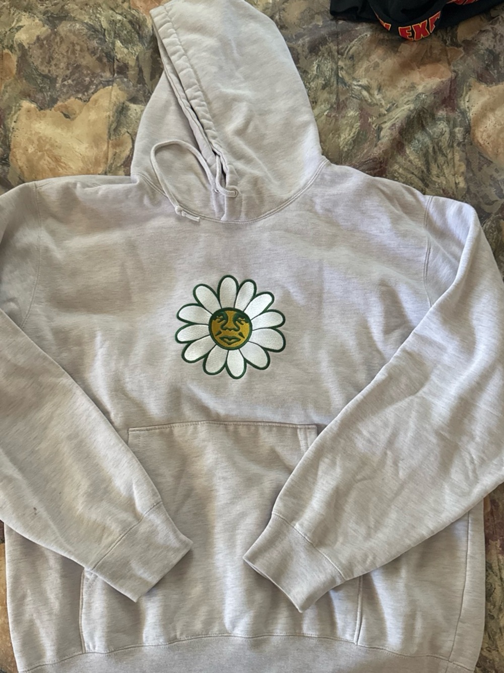 Obey Light Gray Daisy Graphic Hoodie - Green & Yellow Flower